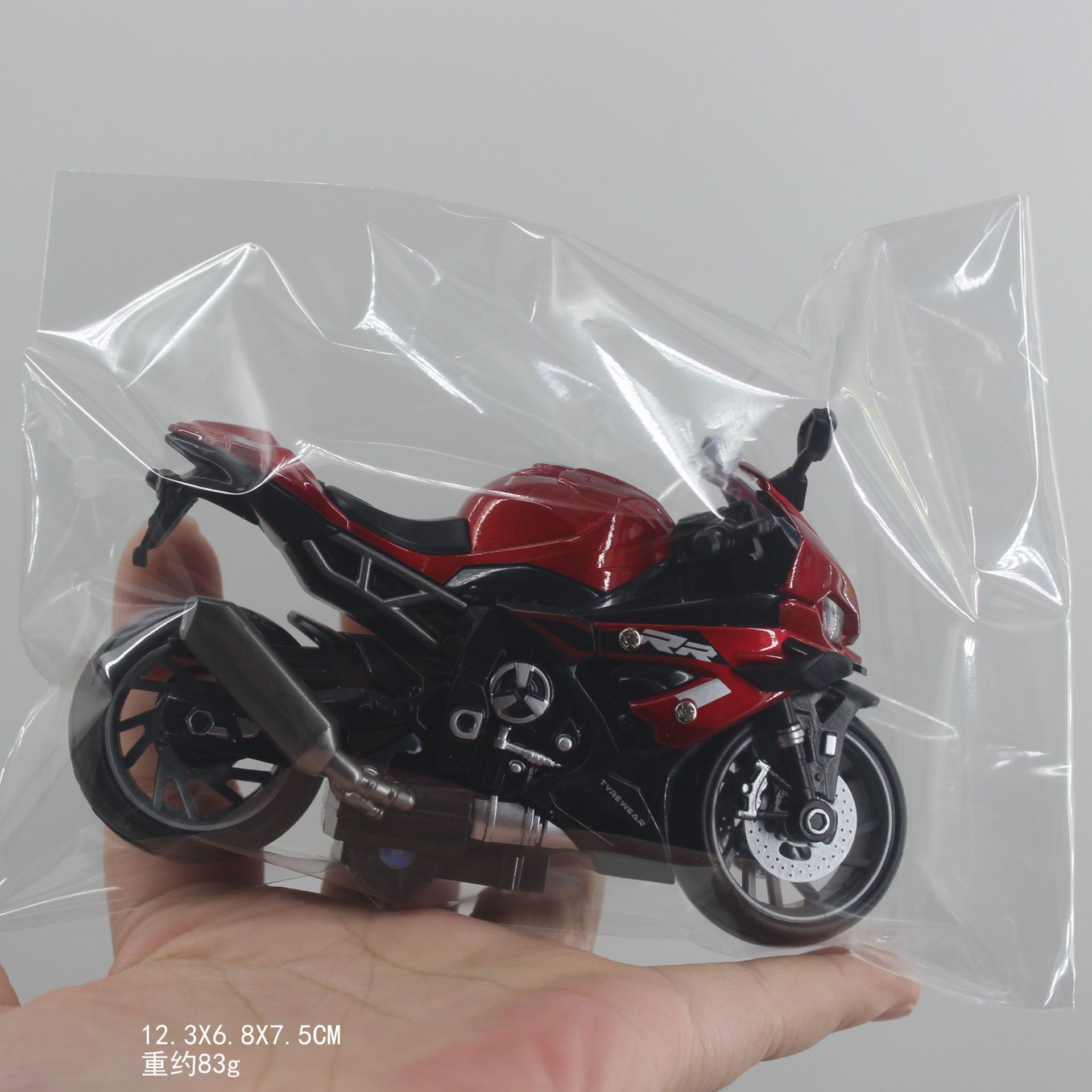 OPP 가방 83G 빨간색 H7788-8 시뮬레이션 오토바이 모델 12.3X6.5X7.5CM