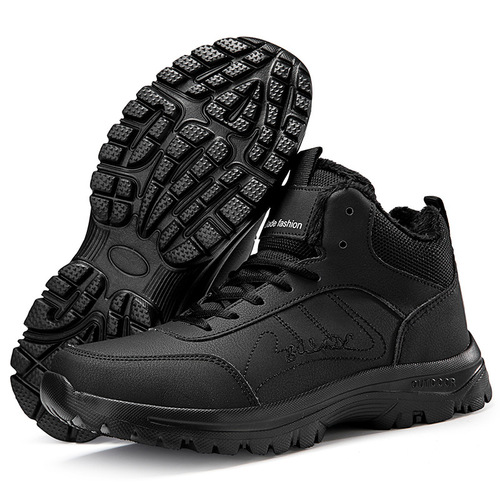New snow boots for men, large size, winter warm padded shoes, outdoor travel hiking shoes, anti-slip, wear-resistant, warm.