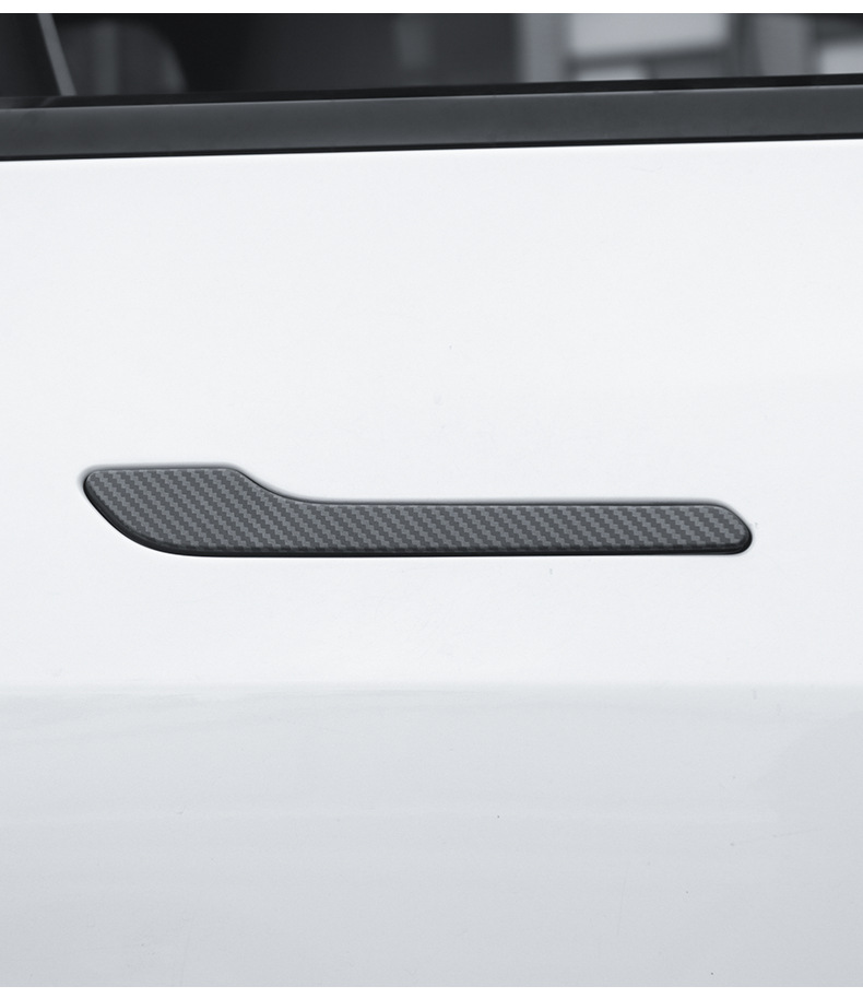 Suitable for Tesla Door Handle Stickers, New Model Y/3/Yl Carbon Pattern Handle Stickers, Decorative Accessories, Cross-Border