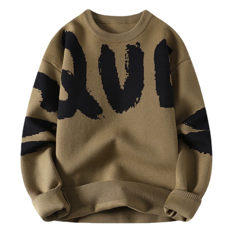 Prendas de punto de marca de moda para hombres 2025 Otoño e Invierno cuello redondo para hombres jóvenes engrosados tendencia para hombres prendas de punto con letras grandes ropa para hombres