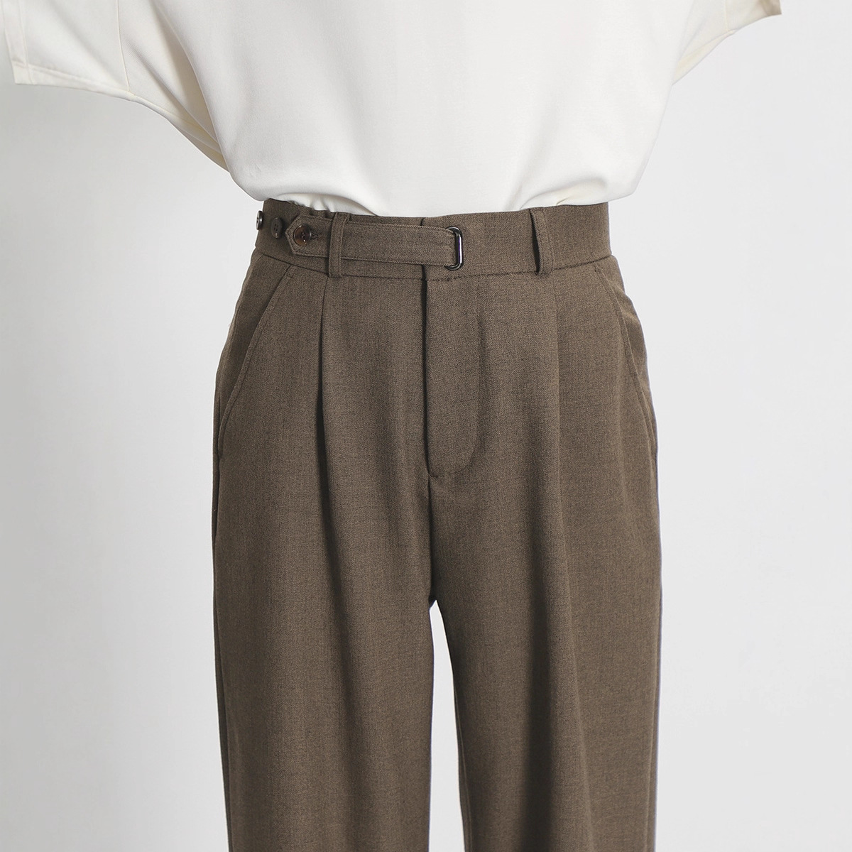 Light Luxury High-End Drape Straight-Leg Pants for Men 2025 Spring and Autumn New Retro Brown Trendy Men's Casual Dress Pants