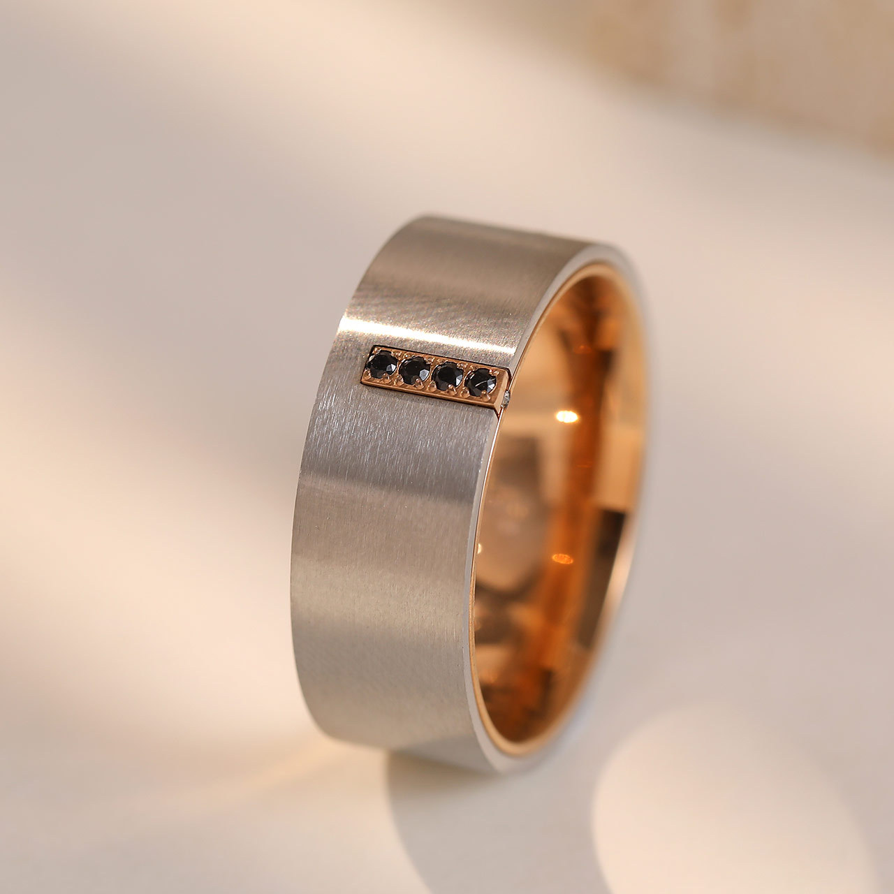Brand fashionable golden matte ring stainless steel