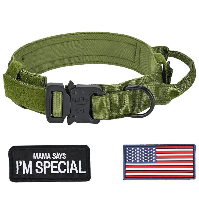 Collar táctico transfronterizo para mascotas collar de perros militares collar de entrenamiento de perros de tamaño medio collar de tracción de nylon collar de perro grande