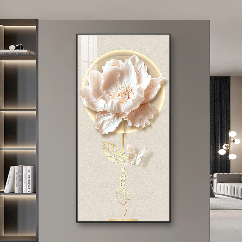 Dâm bụt / 30*70cm hợp kim nhôm tinh thể sơn khung vàng