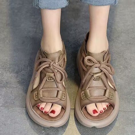 Roman muffin bottom sandalias para mujeres 2026 verano nuevo aumento de altura de fondo pescado sandalias para mujeres de edad media