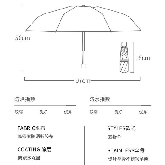 五折胶囊太阳伞女超轻便携黑胶防晒防紫外线雨伞遮阳伞迷你口袋