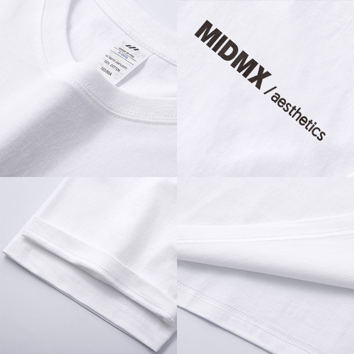 Men's Summer OOTD White Short-Sleeve Pure Cotton Crew Neck T-Shirt with Geometric Pattern Print, Unisex, Ins Trendy