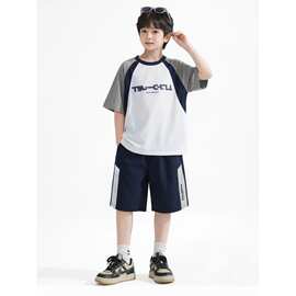 儿童装男童夏装冰丝套装2026新款中大童夏季男孩夏款薄款运动帅气