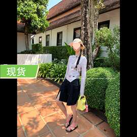 MONA 印花修身 两穿设计感不规则长袖上衣女小个子2024新款爆款