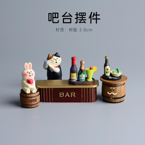 ZAKKA Japanese cartoon cat bartender resin craft tabletop ornaments micro landscape props