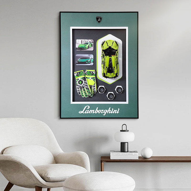 Bloques de construcción, coche, pintura colgante tridimensional, pintura decorativa transfronteriza, coche famoso, sala de estar 3D, porche, pasillo, dormitorio, pintura mural