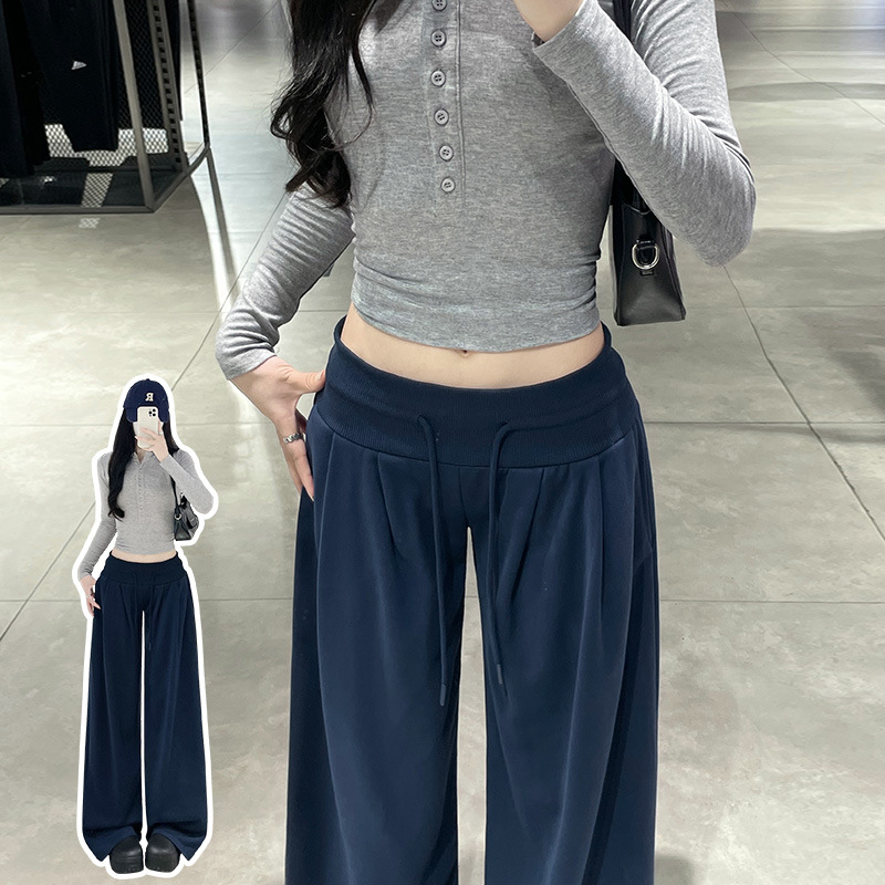 American-Style Women's Sweatpants 2025 New Wide-Leg Pants Loose Bf Korean Style Lazy Comfortable Relaxed Autumn Pants