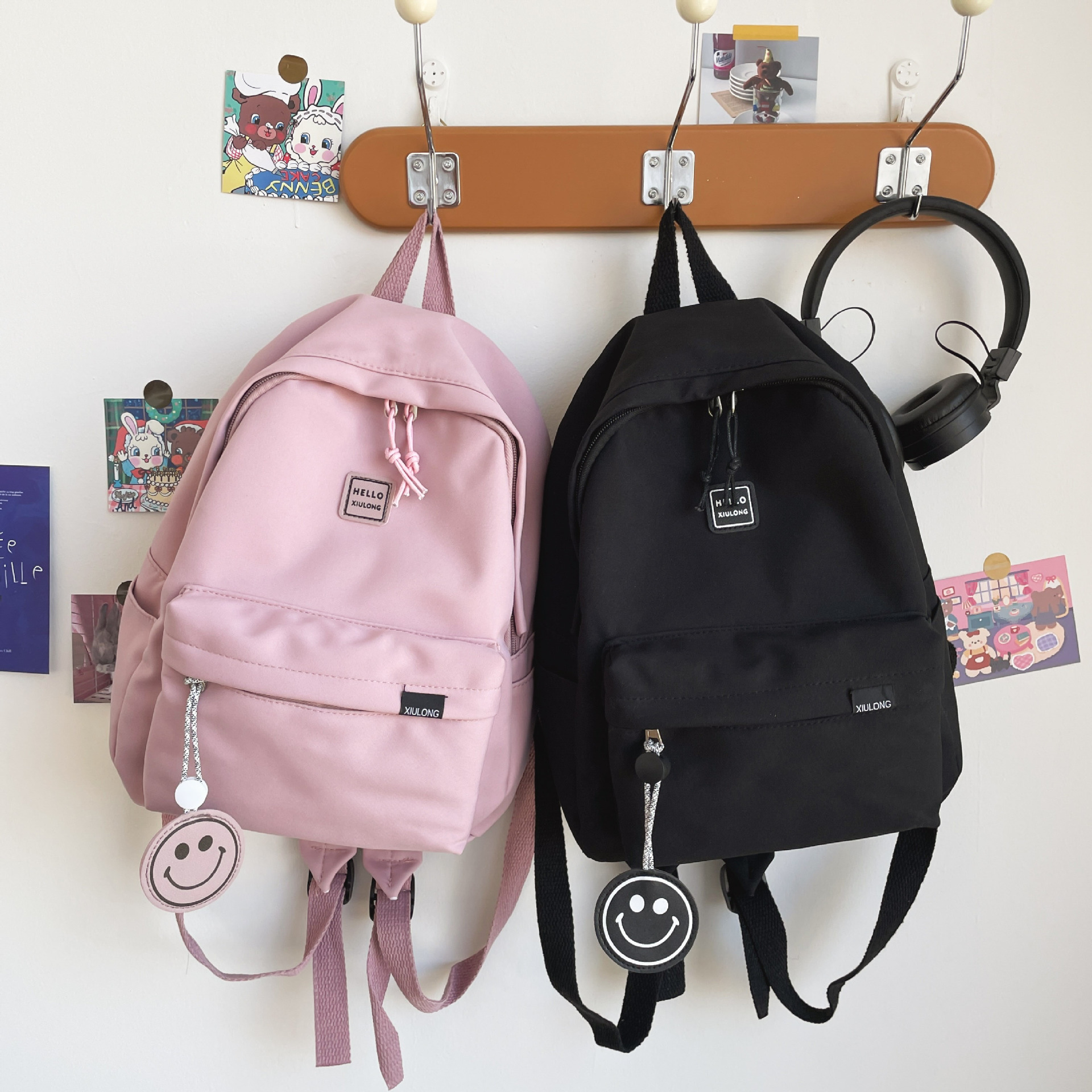bf variado estilo coreano dulce estilo universitario mochila pequeña mochila de estudiantes fresca y encantadora Mochila de color sólido de la escuela de la niña Mori