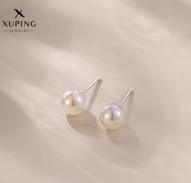 Pendientes de Perla Sintética de Aleación de Cobre con Diseño Geométrico para Mujer
