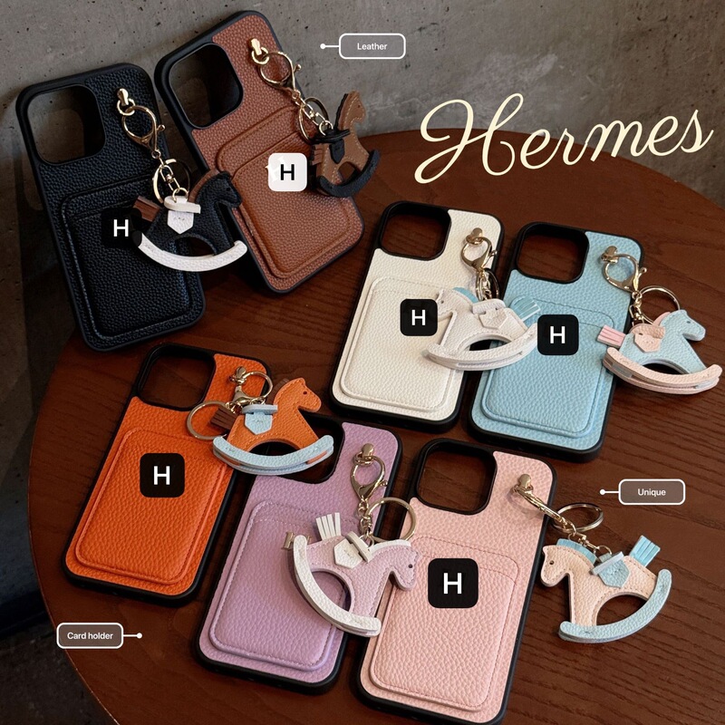 New Card-Insertable + Rocking Horse iPhone 17 Phone Case with Lychee Texture Genuine Leather Feel, Suitable for Samsung S25 Protective Case