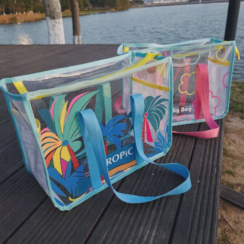 New Beach Bag Transparent Waterproof Seaside Swimsuit Storage Bag Bath Bathroom Toiletry Bag Transparent Jelly Large Capacity