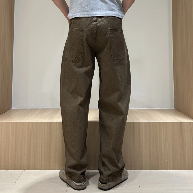 秋季新款时尚阔腿裤男士牛仔裤弯刀裤爆款百搭宽松美式复古休闲裤|undefined