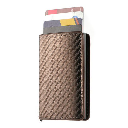 Men's anti-theft brush RFID small card holder carbon fiber coin purse multi-card slot bullet card aluminum box anti-magnetic large-capacity card holder