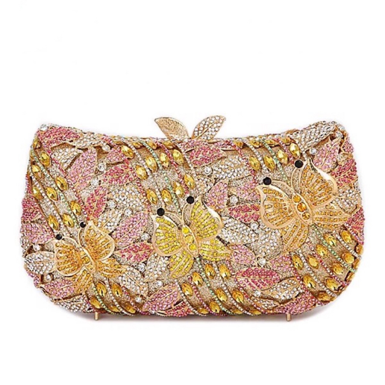 Clutch transfronterizo hueco metal mariposa amor flor diamantes bolsa de banquete de diamantes bolsas de mano de mujer nueva