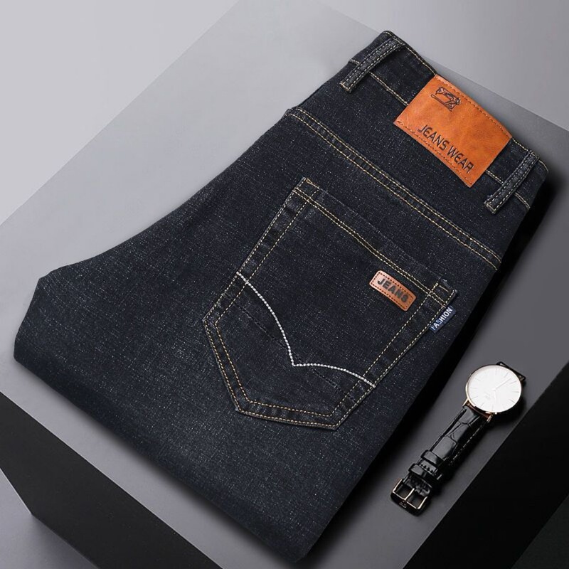 Spring and Summer New Style Men's Jeans, Casual Versatile Work Pants, Loose Straight-Leg Stretch Men's Trousers