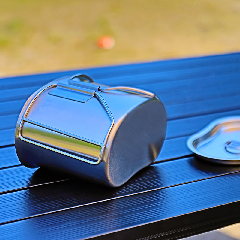 Amazon popular de acero inoxidable al aire libre taza de agua camping portátil olla al aire libre mini olla individual camping taza de agua