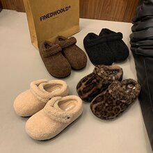 加绒厚底毛毛鞋女2025秋冬季新款法式外穿网红毛绒两穿勃肯拖鞋潮