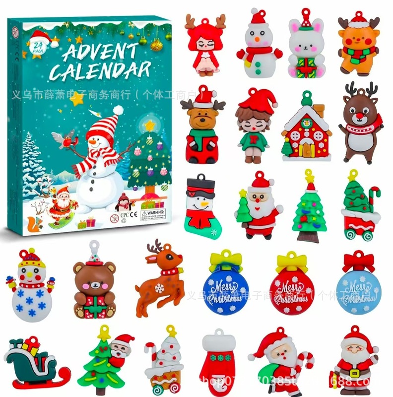 跨境新款,Christmas Countdown Calendar Keychain圣诞钥匙链套装|undefined