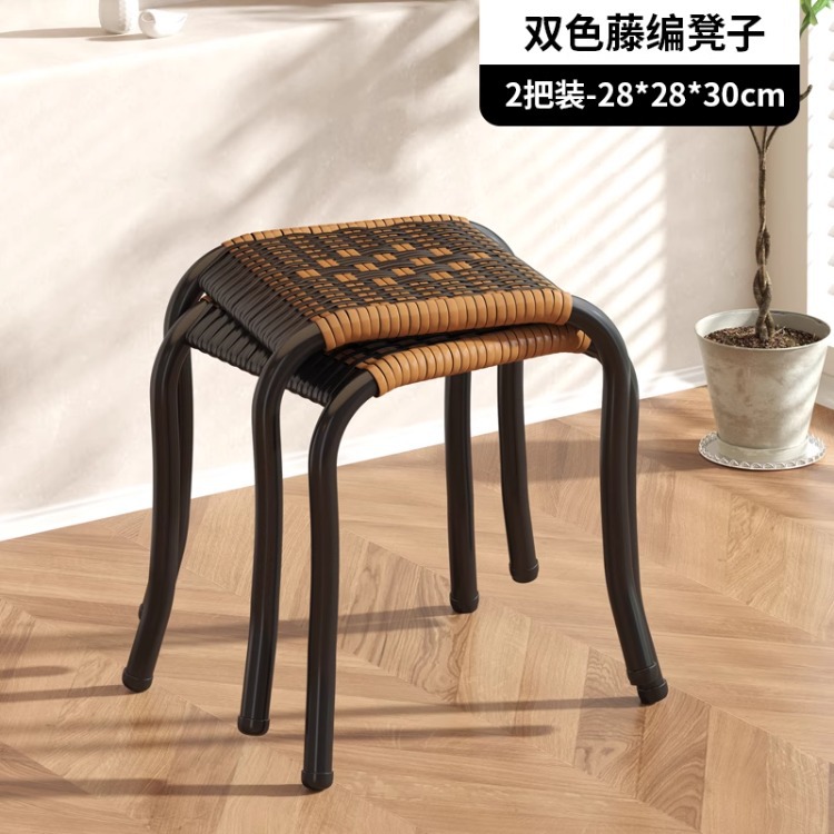 Silla plegable para balcón Silla de mimbre de ocio para el hogar Respaldo de ratán de plástico Silla pequeña Taburete de Maza al aire libre individual