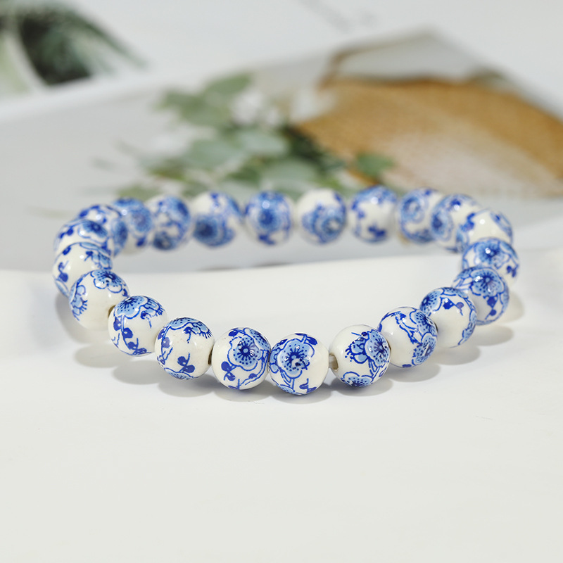 17g Weight ceramics Pendant Material Bracelets Classification Elastic string Chain Material 1 Piece Quantity Holiday, Daily Occasion ceramics Material Flower Pattern Women's Gender Beaded Design Ethnic Style Style Ethnic Style Flower Ceramics Wholesale Bracelets 3