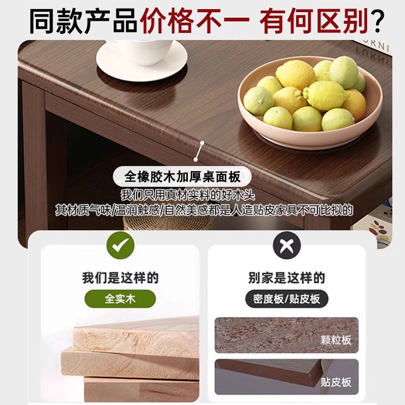 Mesa de té personalizada estante de madera sólida sala de estar sofá mesa de escritorio simple dormitorio mesas de cabezal de cama mesa de almacenamiento multifuncional