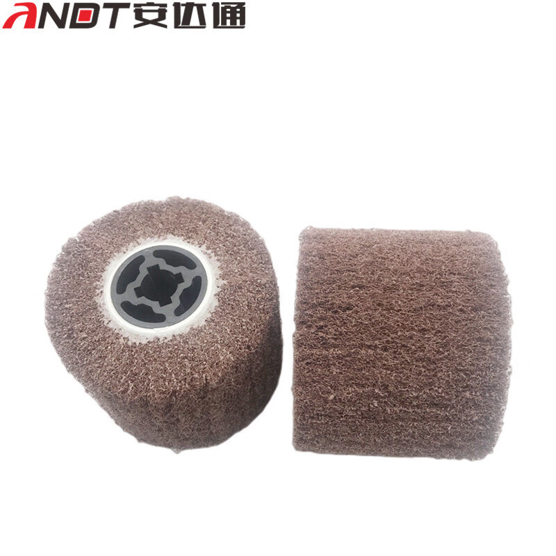 安达通 不锈钢拉丝轮十字芯百洁布羊毛拉丝抛光磨轮 120*100mm 拉