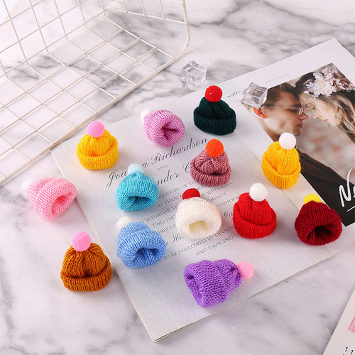 Cross-border Korean-style knitted yarn hat DIY handmade yarn ball decorative accessories mini Christmas hat wholesale