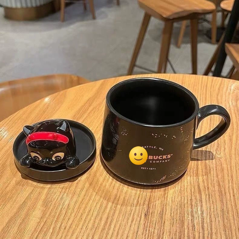 Одноразовая доставка Starbucks серия водная чашка, серия на Хэллоуин, котенок с черной крышкой, керамическая кружка