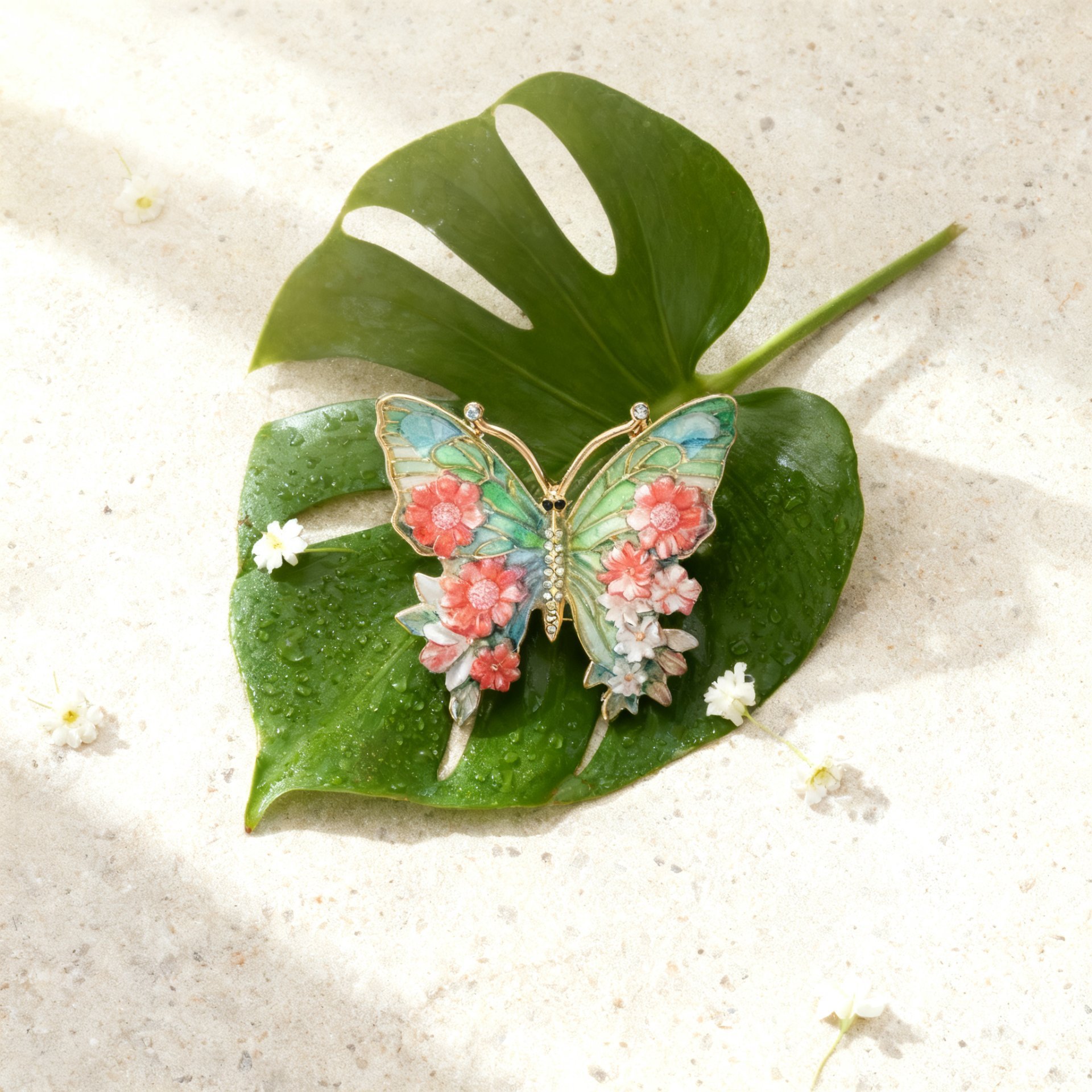 European and American Cross-Border Rhinestone-Encrusted Simulated Butterfly Enamel Elegant and Exquisite Light Luxury High-End Decorative Brooch Accessories
