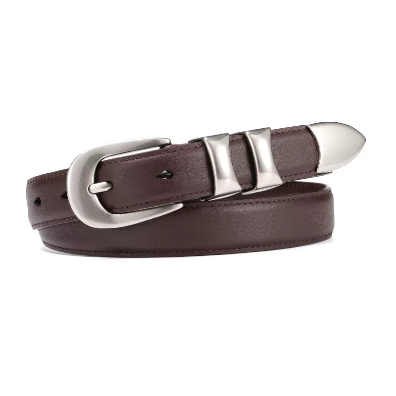 女士皮带黑色头层牛皮高级简约百搭腰带合金针扣女装饰牛仔裤带