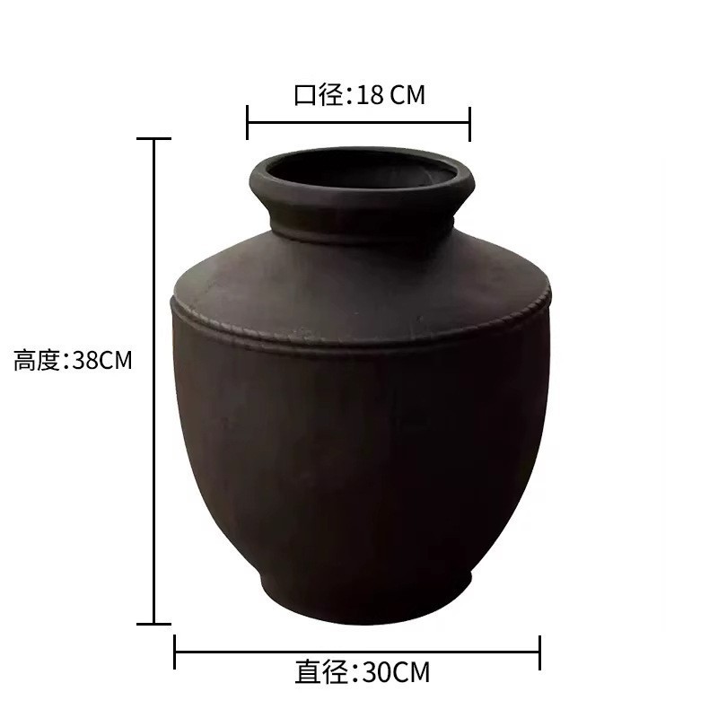 侘寂风铁锈陶罐做旧中式陶瓷花瓶插花高级感客厅玄关装饰花瓶摆件|undefined