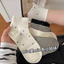 波点袜子女春夏网红ins风可爱短筒袜纯色百搭短袜诸暨袜代发