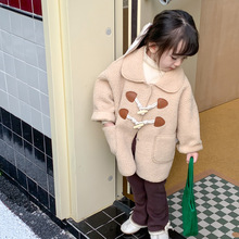 加工定制女童秋冬外套中長款加厚保暖兒童羊羔絨棉衣