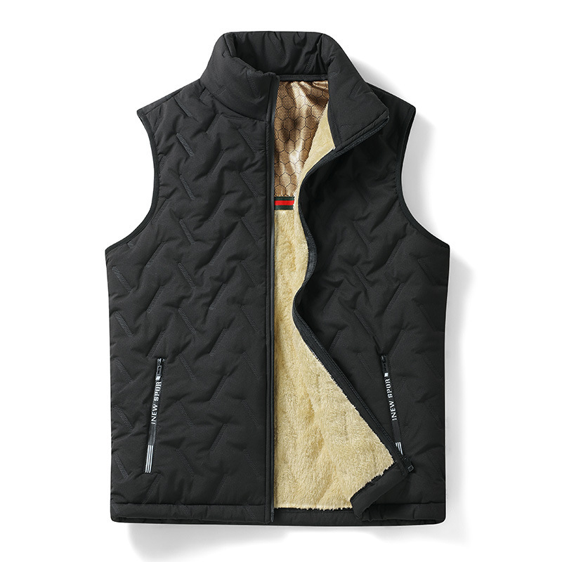 Autumn New Men's fleece-lined Warm Graphene Cashmere Black Gold Vest Winter Collar Waistcoat Jacket