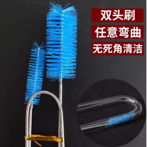 弹簧刷厂家批发 水族清洁刷鱼缸管道进出水过滤器不锈钢双头水管
