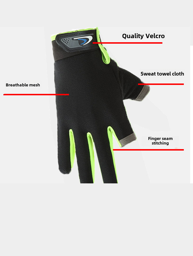 Outdoor fishing gloves fly crack Road leakage two fingers high elasticity driving sports touch screen Express take-out writing riding gloves_maomaolike.com