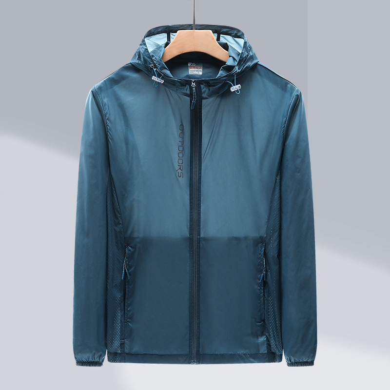 Verano nuevo ocio suelto chaqueta de protección solar para hombres color delgado chaqueta de cuero con capuzas transpirables chaqueta de ropa de hombre