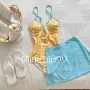 海岛少女新款多巴胺泳衣