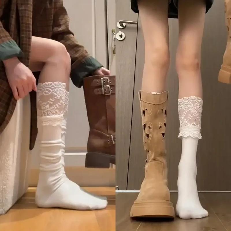Spring and Autumn New Layered Look with Knight Boots and Socks, Lace Mid-Calf Socks, Jk Stockings, Micro-Pressure Slimming Look with Boots and Socks Spring and Autumn New Layered Look with Knight Boots and Socks, Lace Mid-Calf Socks, Jk Stockings, Micro-Pressure Slimming Look with Boots and Socks