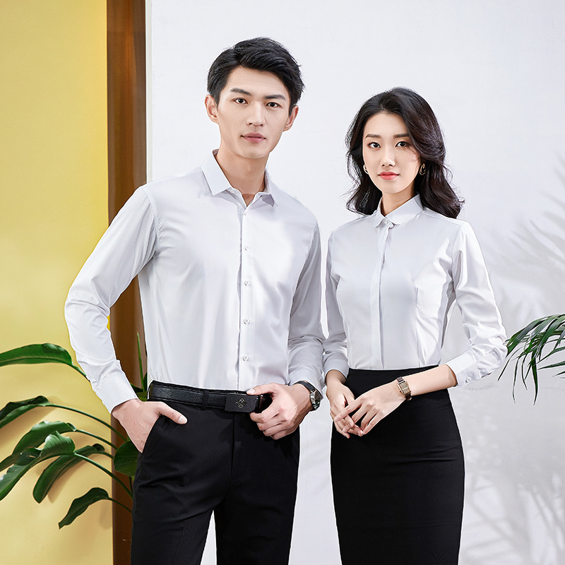Men and women with the same sales department customer service work clothes professional long sleeve shirt 4S shop iron-free overalls shirt trousers set