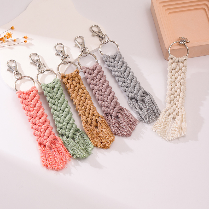 Holiday, Daily Occasion 1 Piece Vacation Classic Style Solid Color Cotton Rope Braid Keychain