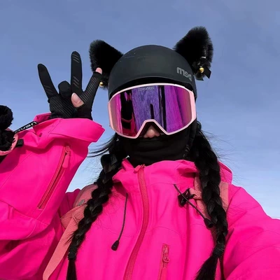 helmet decoration — Motosiklet dəbilqələri - black-pink-cat-ears-with-bell-helmet-not-included