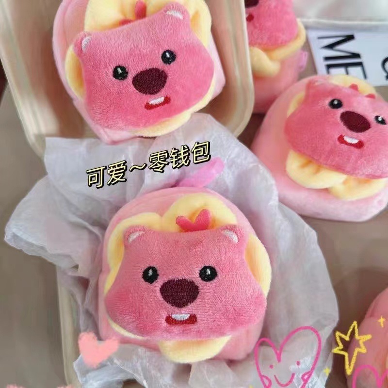海狸loopy毛绒发圈可爱卡通少女心跨境新款货源零钱包口红包线包