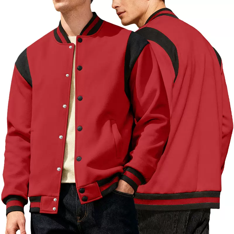 跨境美式西海岸秋冬男士外套棒球服亚马逊休闲重磅高街加绒开衫男