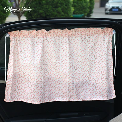 with Suction Cup Car Sun — Car curtains - pink-heart-suction-cup-curtain
